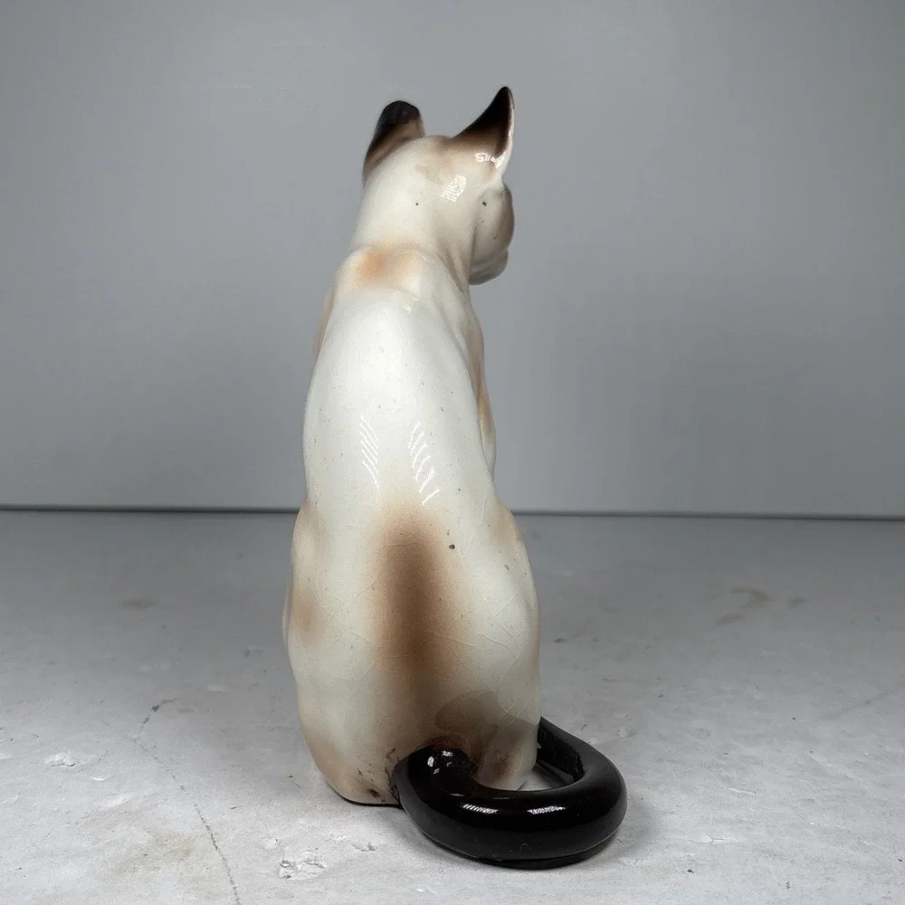Vintage 1967 Chocolate Point‎ Siamese Cat Porcelain Figurine Japan